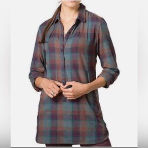 Toad&Co Women's Mixologist Tunic Plaid Organic Cotton XL Earthy Soft Pockets